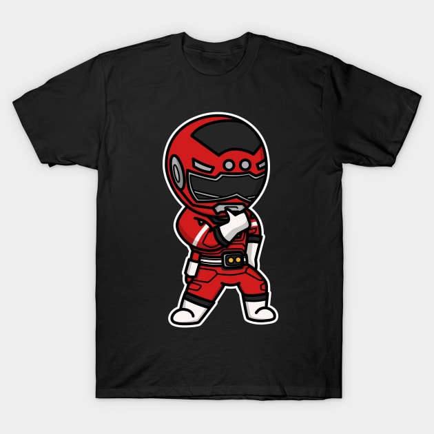 Red Racer Gekisou Sentai Carranger Chibi Style Kawaii T-Shirt by The Toku Verse